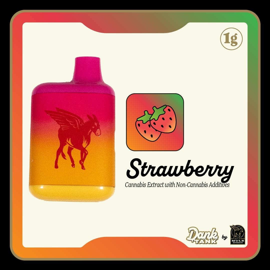 Photograph of product: Mule Extracts Dank Tank - Strawberry - 2g - Disposable Vape