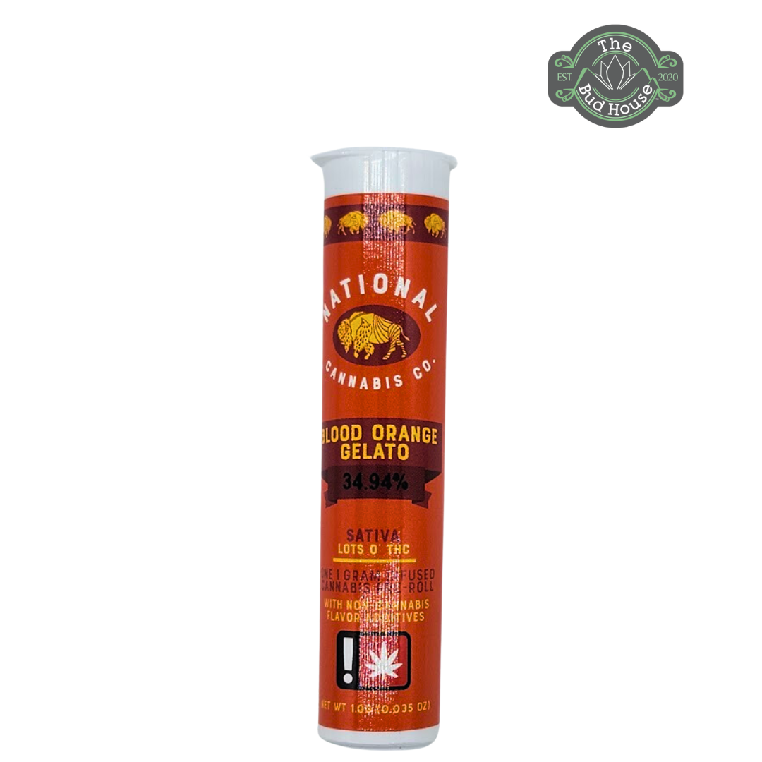 Photograph of product: National Oui'd Co. Single BLOOD ORANGE GELATO 1g Infused Pre-Roll