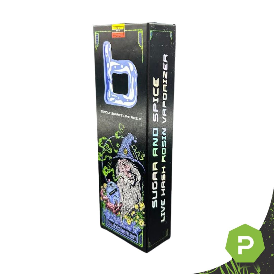 Photograph of product: Bubbleman Live Rosin Disposable | Sugar and Spice! 73U-159U