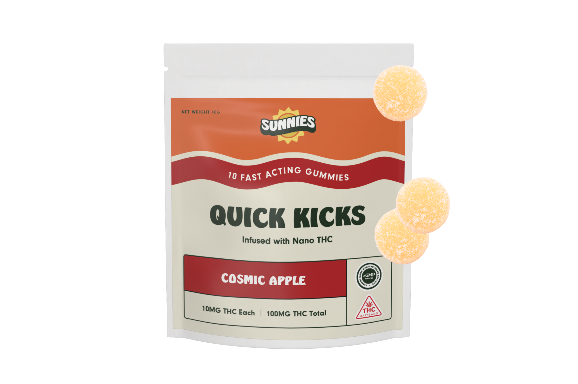 Photograph of product: Sunnies Cosmic Apple Fast Acting Gummies 10mg