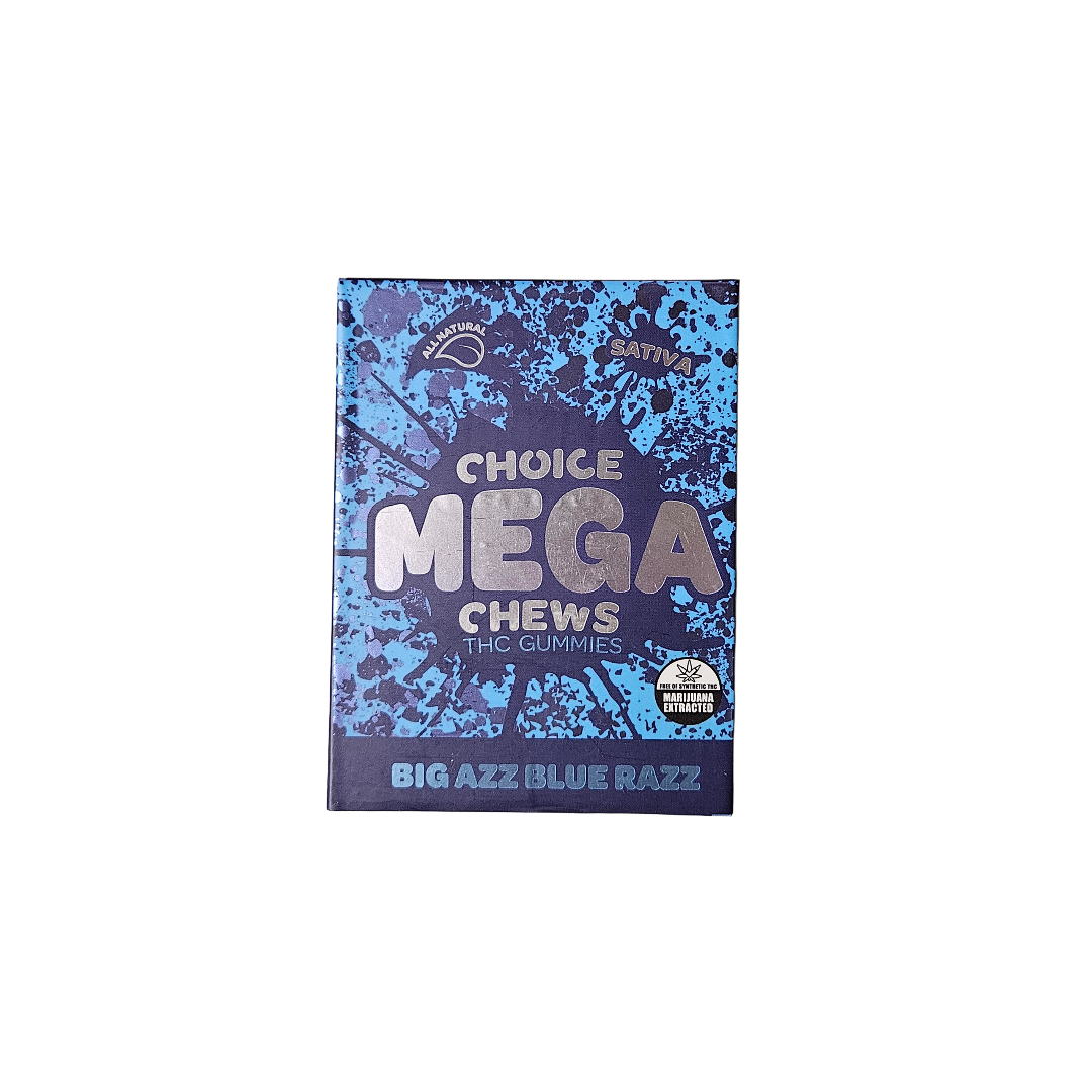 Photograph of product: Choice Mega Chew 2pk 200mg Big Azz Blue Razz