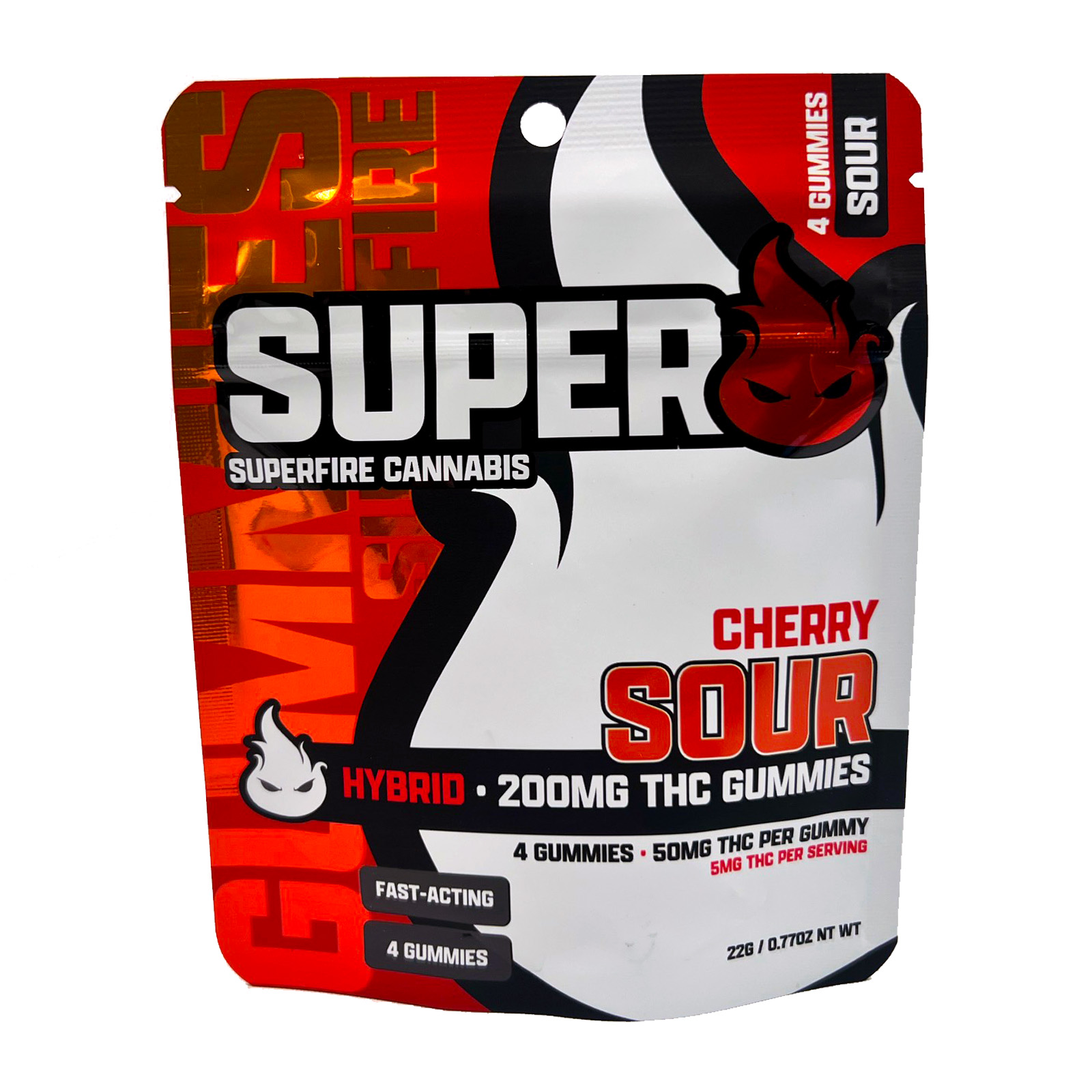Photograph of product: Superfire Sour Cherry Gummies 200mg Rec