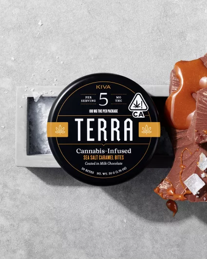 Photograph of product: KIVA | Terra Bites | Sea Salt Caramel | 100mg
