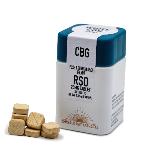 Photograph of product: RSO CBG Tablets - White CBG