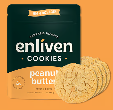 Photograph of product: ENLIVEN PEANUT BUTTER 4PK COOKIES 100MG