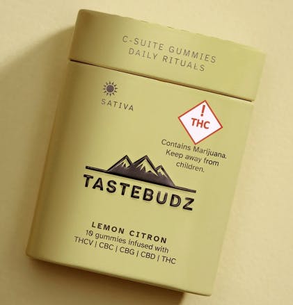 Photograph of product: Tastebudz Lemon Citron Daily Rituals Rosin Gummies 1:1:1:1:1 20mg TH-oui 20mg TH-ouiV 20mg CBD 20mg CBG...