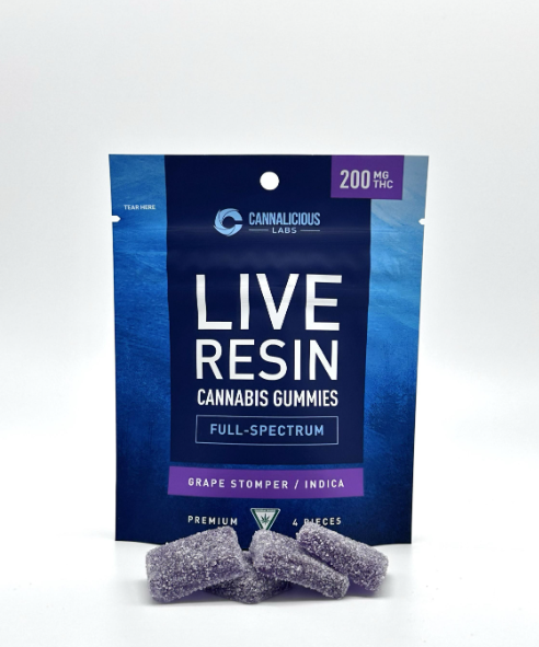 Photograph of product: Grape Stomper | 4pk x 50mg | Live Resin | Cannalicious Labs
