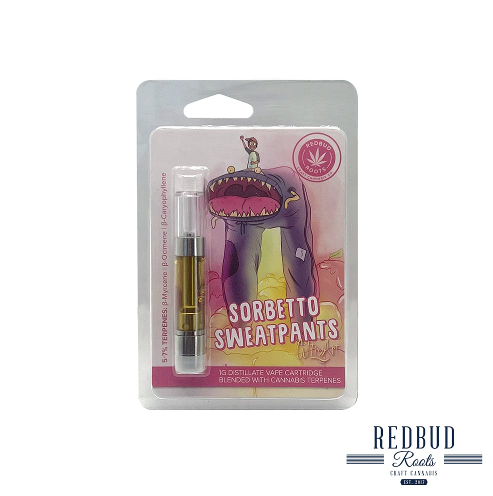 Photograph of product: Redbud Roots Sorbetto Sweatpants Cultivart 1g Vape Cart