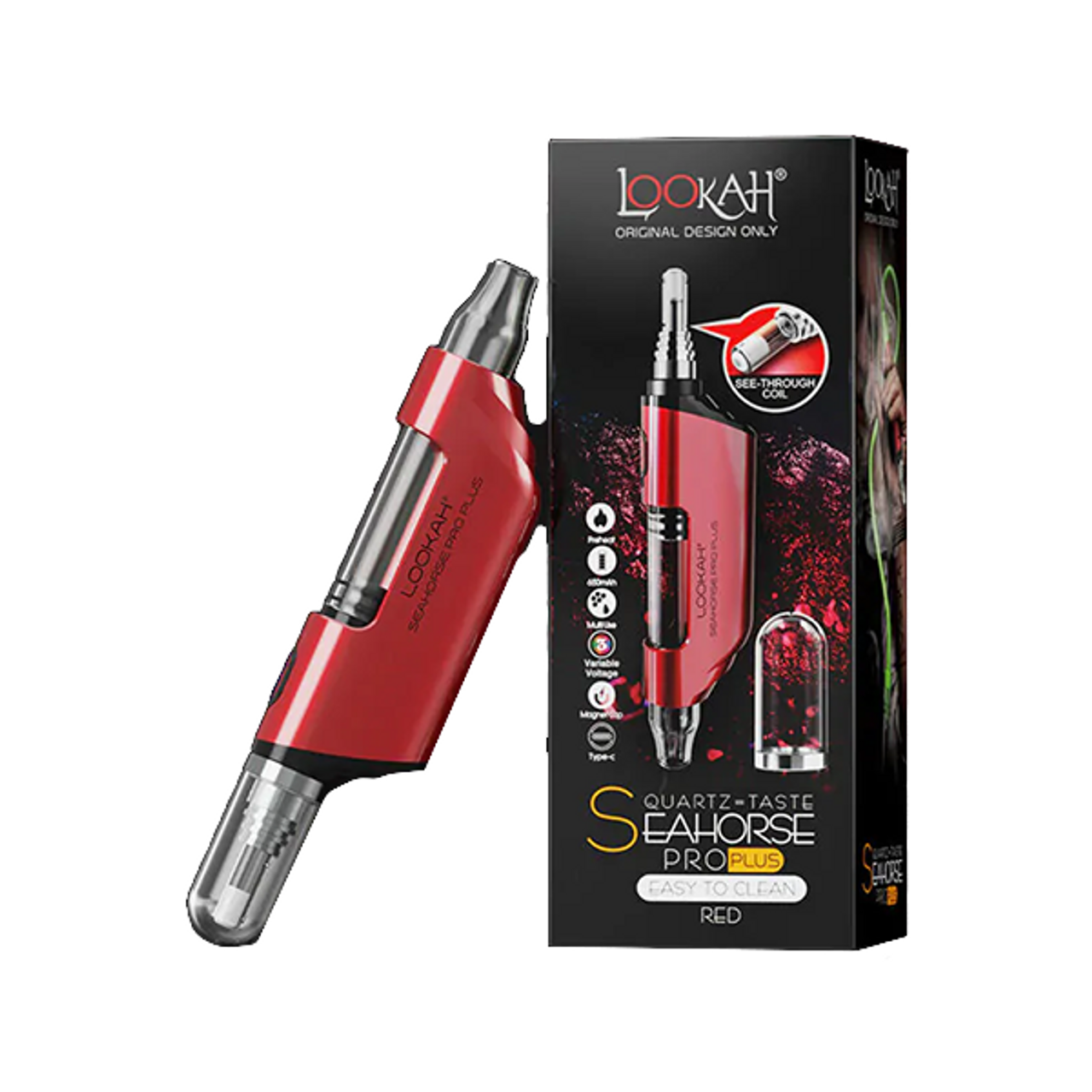 Photograph of product: Lookah | Seahorse Pro Plus Electric Concentrate Vaporizer | Red