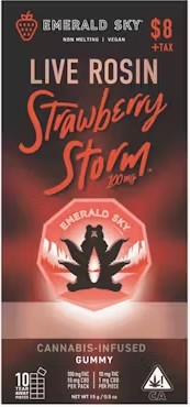 Photograph of product: Strawberry Storm [S] - 100MG Live Rosin Gummy Single