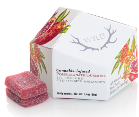 Photograph of product: Pomegranate Hybrid Gummies | 1:1 TH-oui:CBD | 10pk 100mg