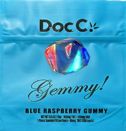 Photograph of product: Blue Raspberry 1:1 TH-oui:CBD Gummy 4pk ( H ) | 100mg