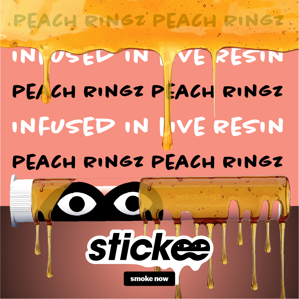Photograph of product: STICKEE | Peach Ringz | 1.2g | Live Resin Infused Pre-Roll