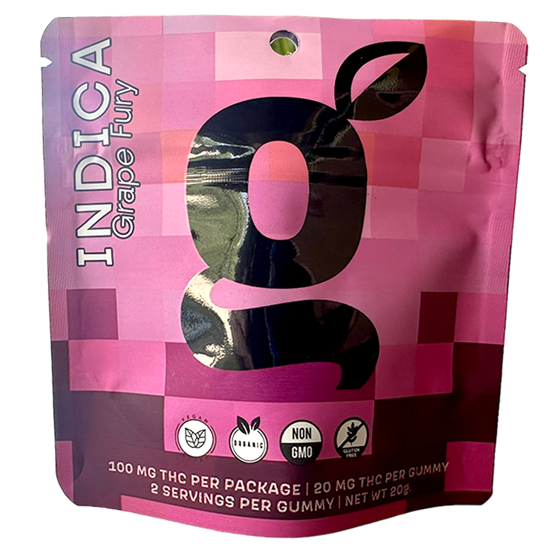 Photograph of product: G Bag - Grape Fury Gummies - Oui'd 100mg