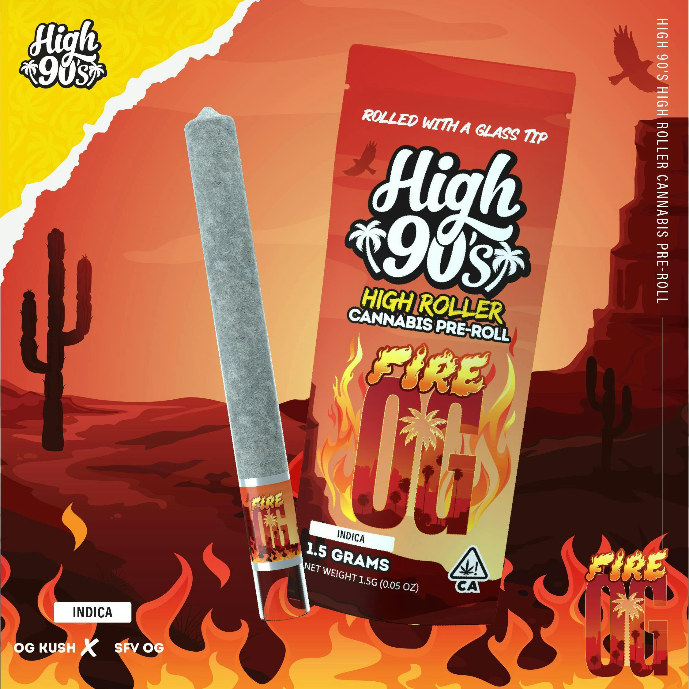 Photograph of product: High 90's Preroll Fire OG $14