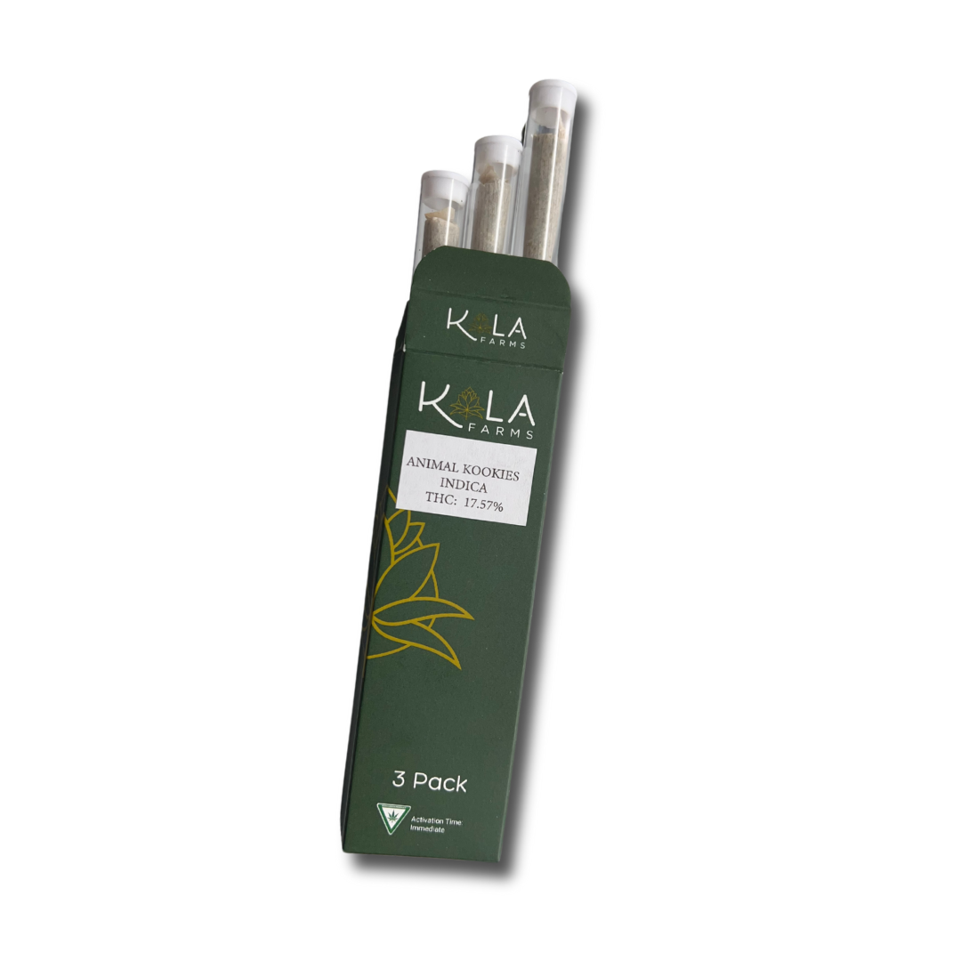 Photograph of product: Kola 3pack .5 (1.5G) Pre Rolls Animal Kookies