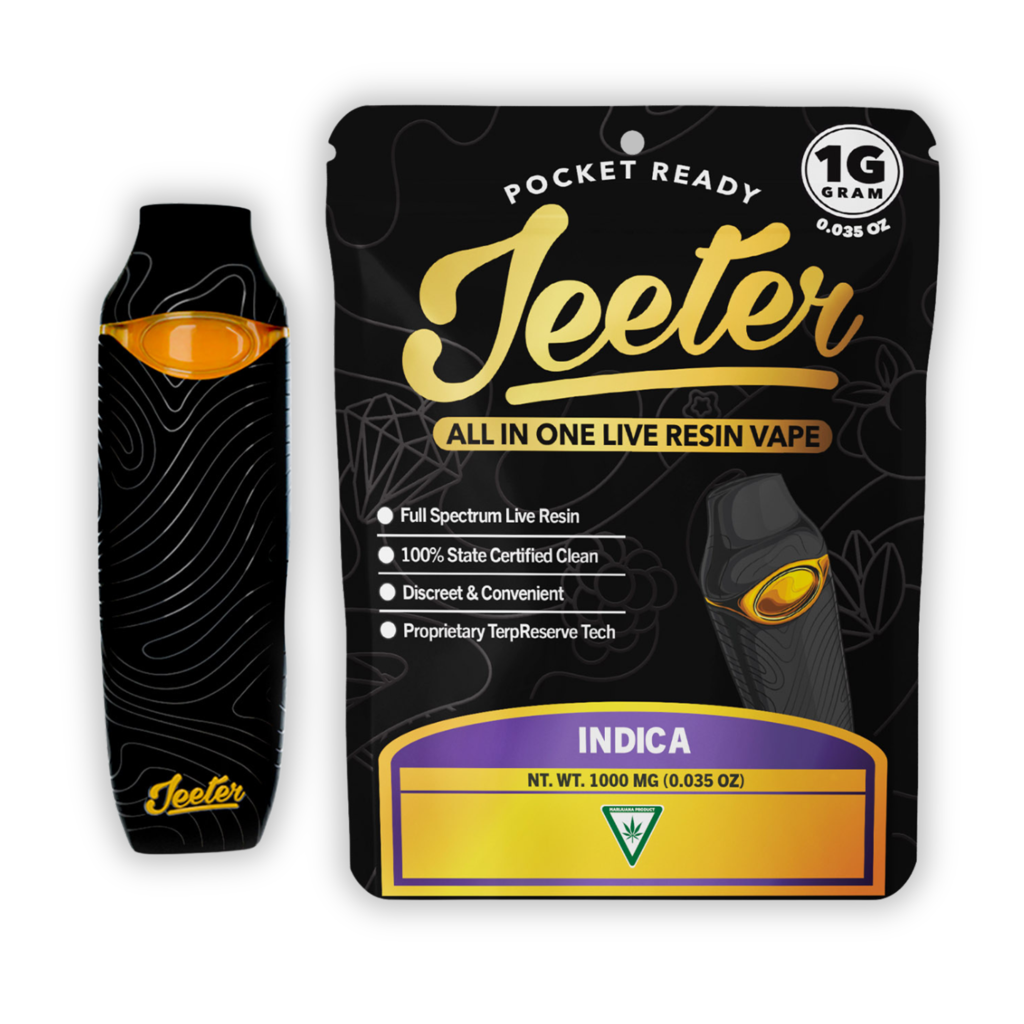 Photograph of product: Jeeter | Live Resin All-In-One Disposable | Deep Drive Kush | 1g