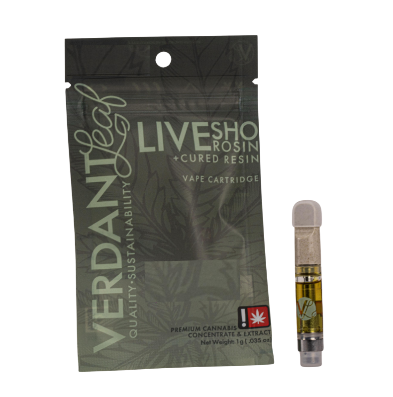 Photograph of product: Verdant Leaf Rosin/Cured Cartridge - au chocolat Dynasty (Hybrid)