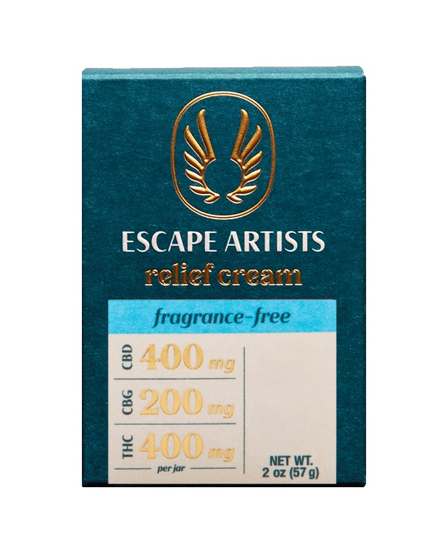 Photograph of product: Escape Artists | Relief Cream | Fragrance Free | 2 CBD : 1 CBG : 2 TH-oui | 400mg