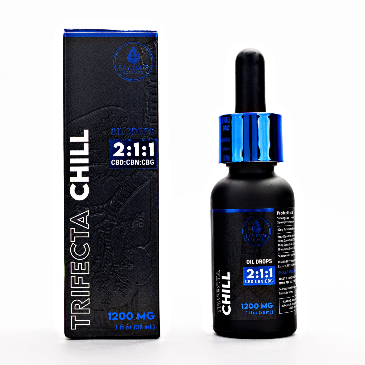 Photograph of product: Trifecta Chill CBD Oil Drops - 1200mg - Bay State Hemp
