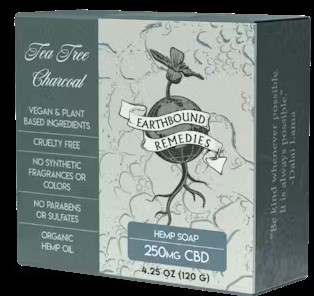 Photograph of product: Earthbound Remedies: Tea Tree Charcoal Full Spectrum 250MG Soap