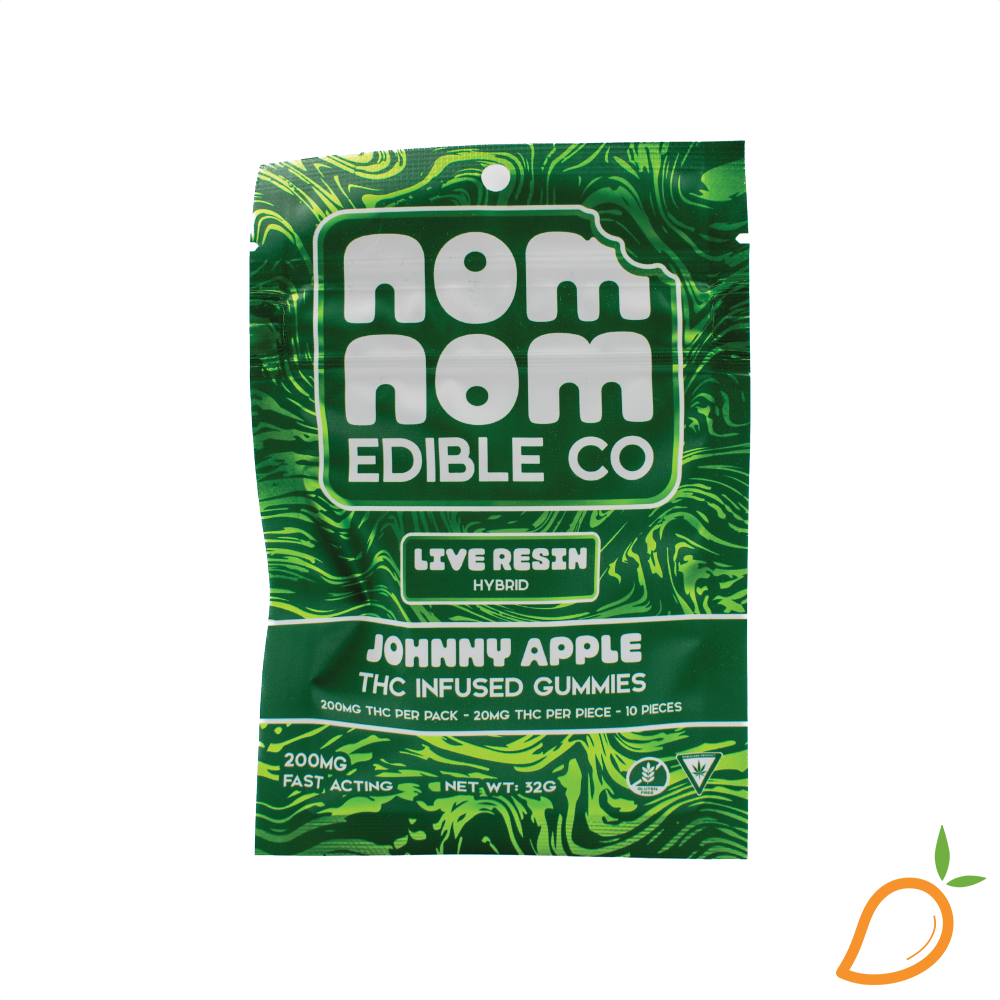 Photograph of product: 200mg Johnny Apple Live Resin Gummies Nom Nom