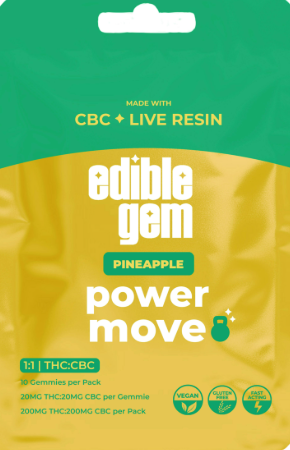 Photograph of product: Edible Gem - Pineapple 1:1 TH-oui/CBC - 200mg Live Resin Gummy