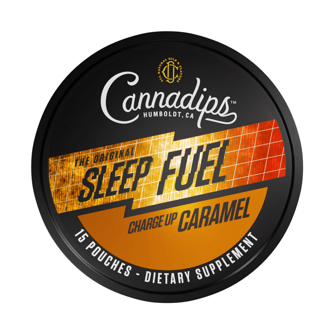 Photograph of product: Cannadips | Sleep Fuel Charge up Caramel 10mg CBN 2mg Melatonin | 15 pouches