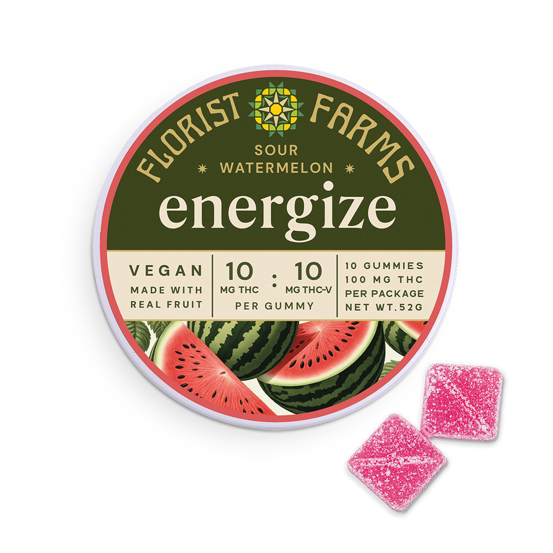 Photograph of product: Florist Farms - Sour Watermelon Energize - Gummies - 100mg