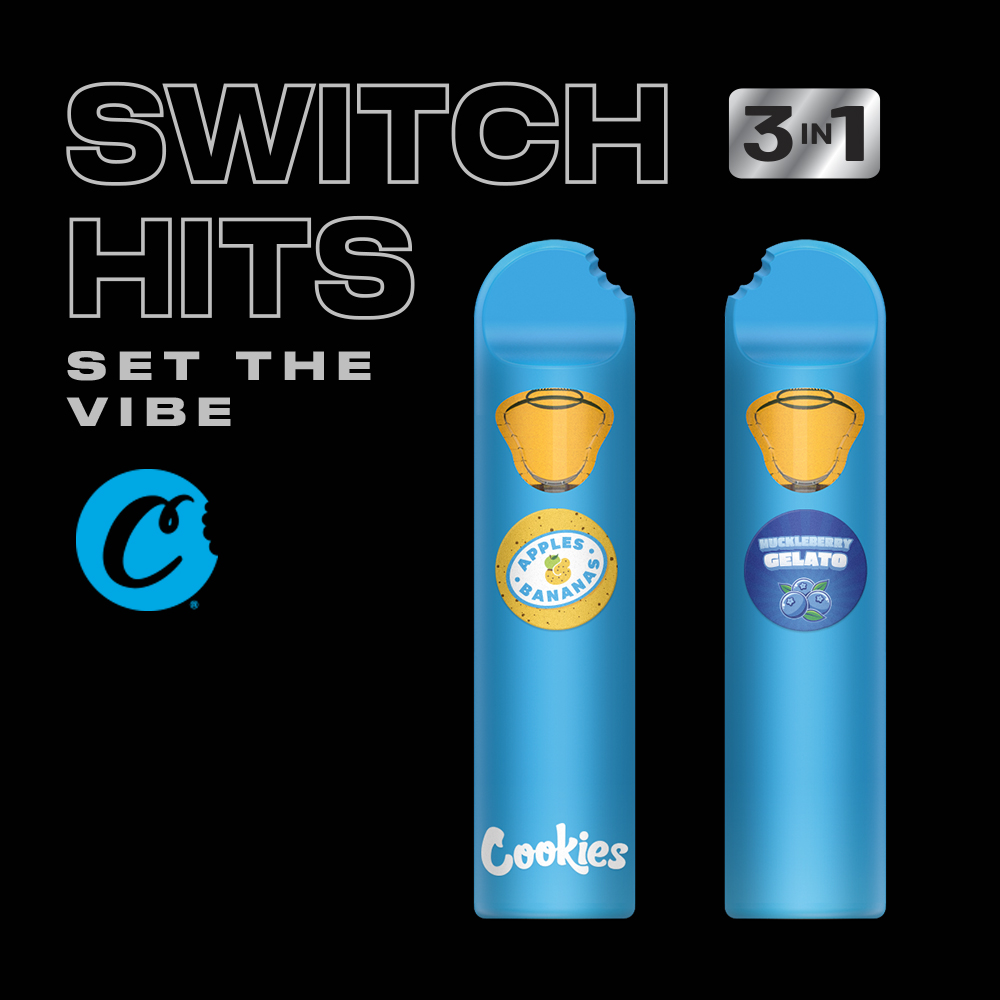 Photograph of product: Apples & Bananas + Huckleberry Gelato | Dual Chamber Disposable Vape