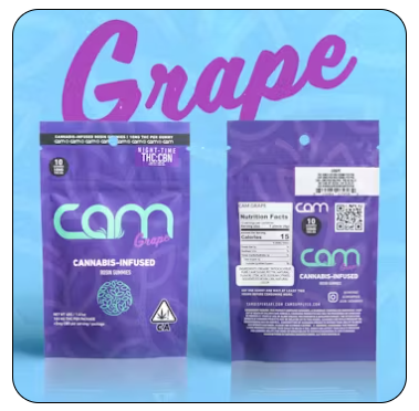 Photograph of product: CAM Grape 1:1 TH-oui:CBN Rosin Gummies 200mg