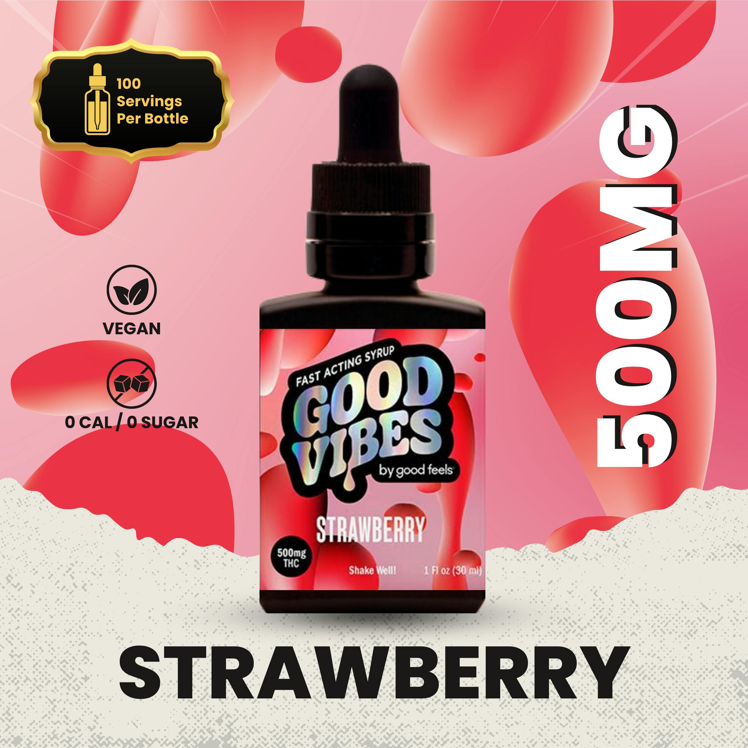 Photograph of product: Good Vibes Syrup | 500mg Syrup Tincture | Strawberry