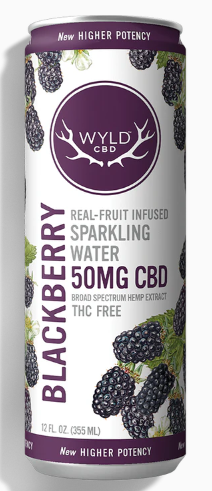 Photograph of product: Non-THC - WYLD - Blackberry CBD Sparkling Water - 50mg 12oz.