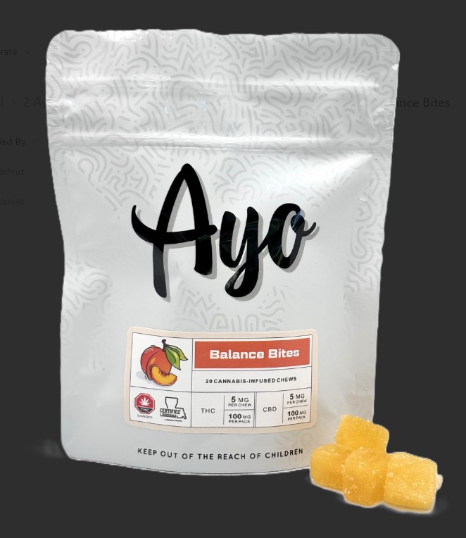 Photograph of product: Ayo: Gummies | Balance Bites 1:1 | 100mg TH-oui | 100mg CBD | 20pk