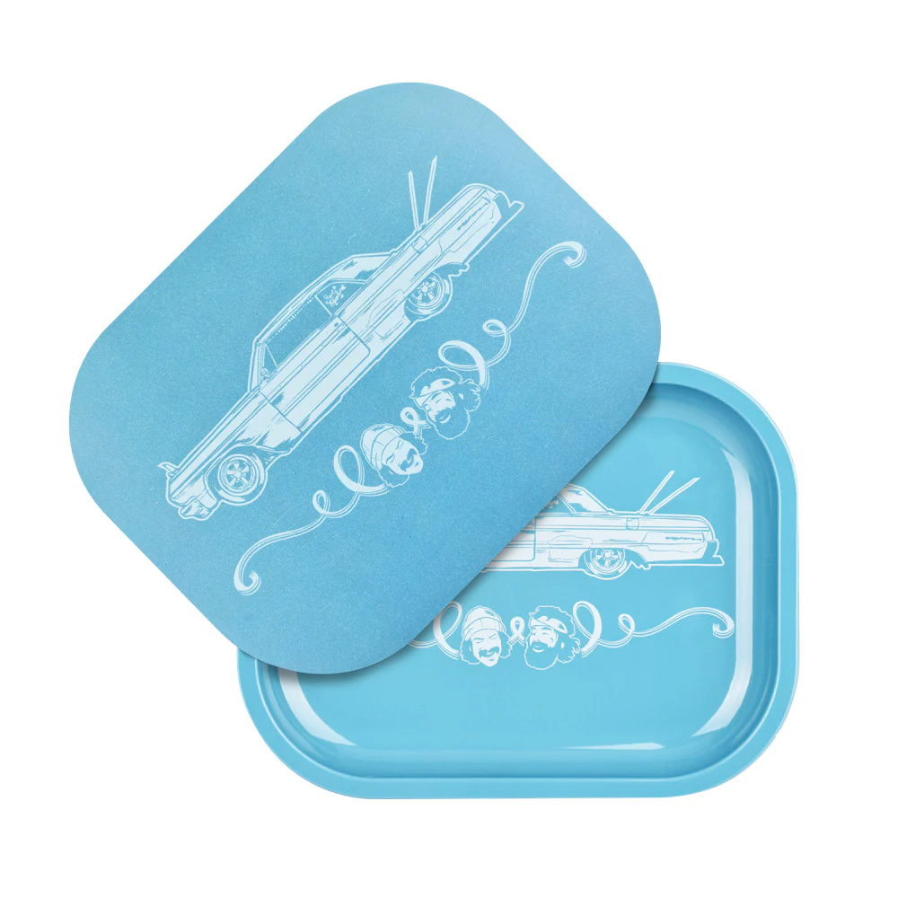 Photograph of product: Cheech & Chong's x Pulsar Mini Metal Rolling Tray | Love Machine | 7"x5.5"