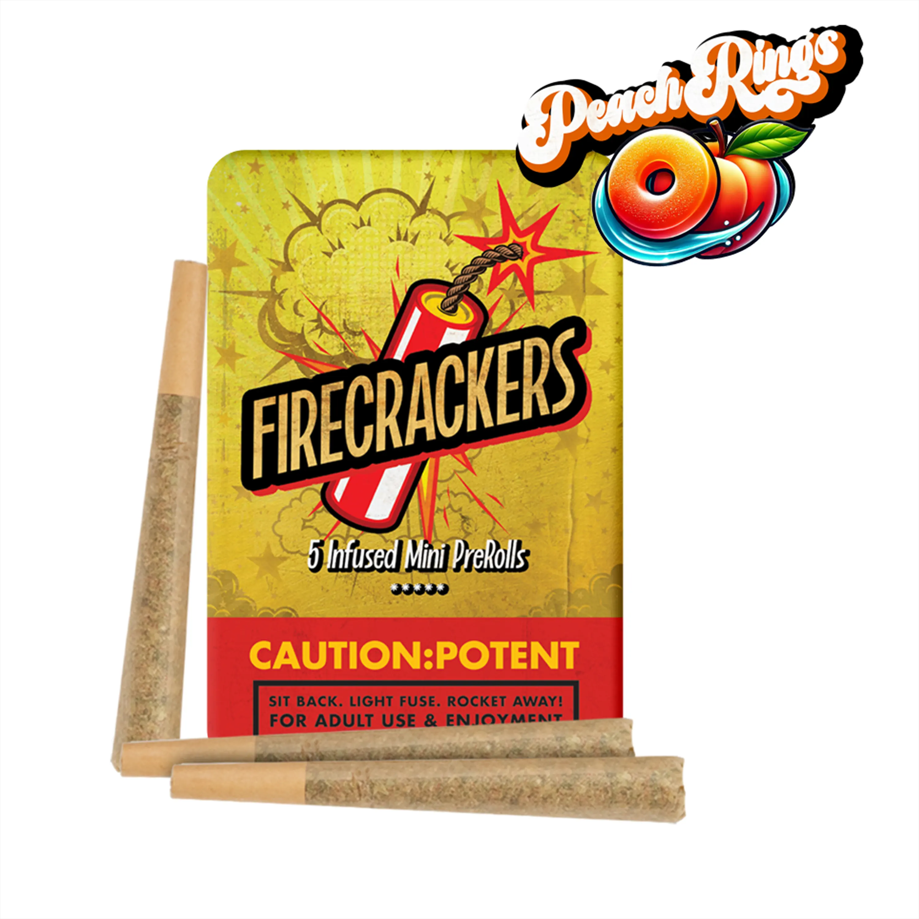 Photograph of product: Firecrackers | Peach Rings | Infused Multi Pack | 5pk of 0.7g (3.5g)
