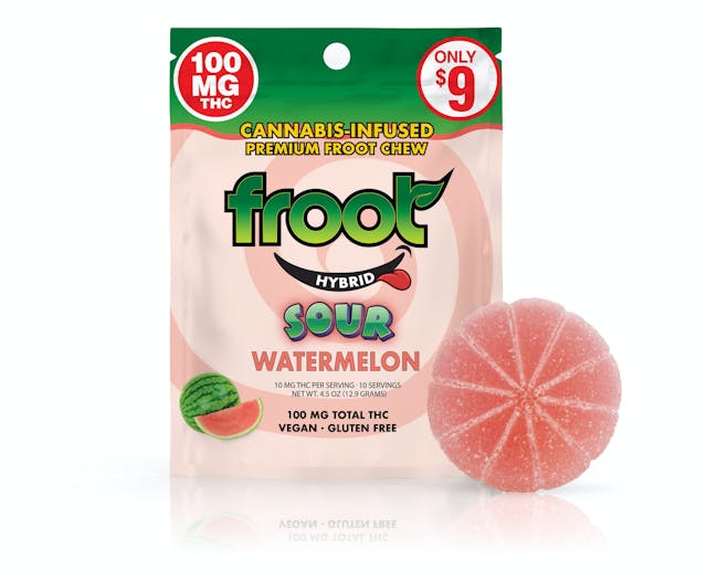 Photograph of product: Watermelon Sour Gummy Single Cut-To-Dose 100mg - 
