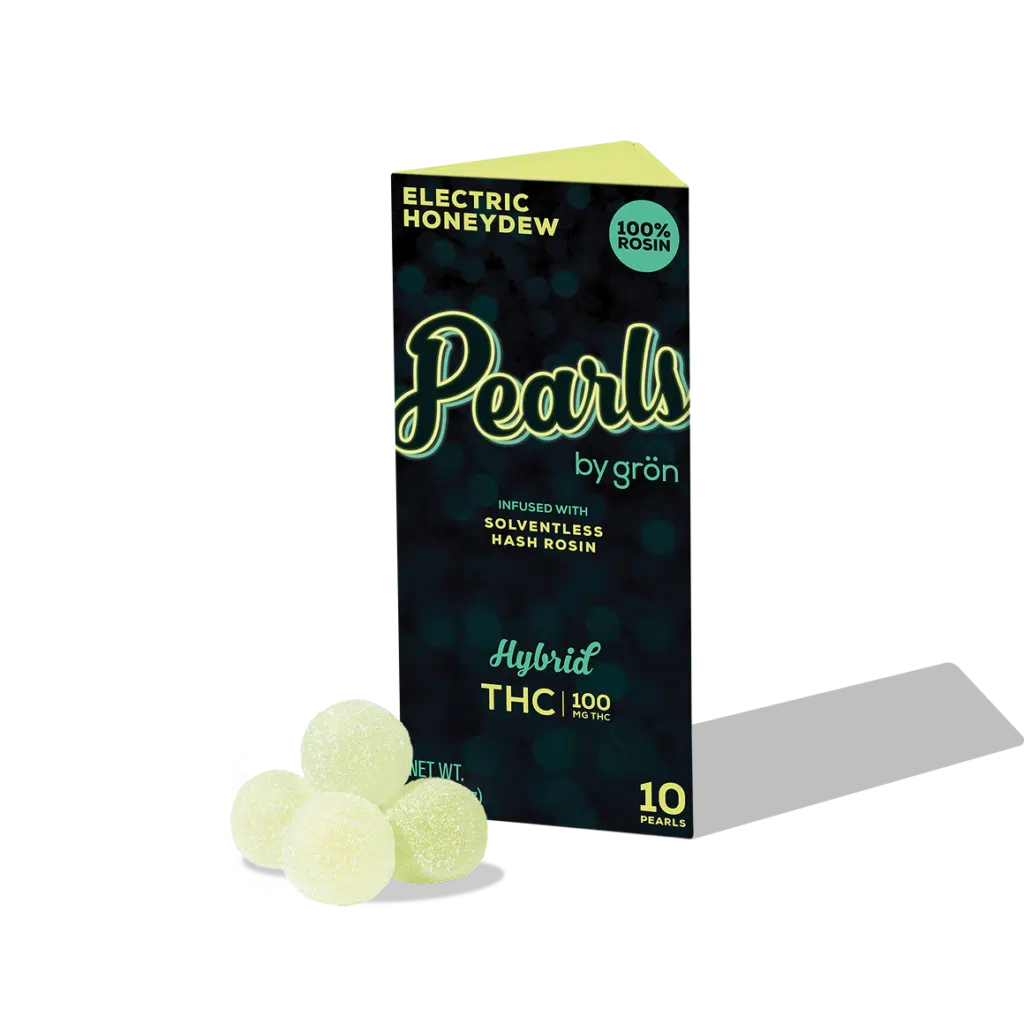 Photograph of product: Pearls - Electric Honeydew - au chocolat Rosin Gummies - 100mg