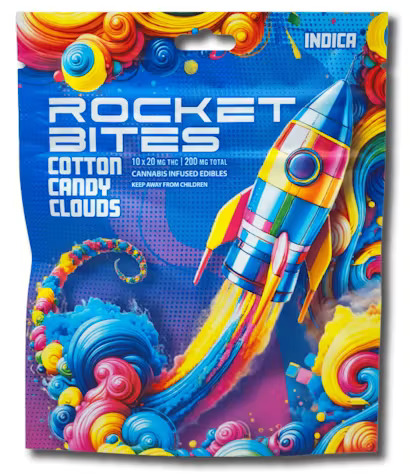 Photograph of product: Rocket Bites - 200mg- Cotton Clouds