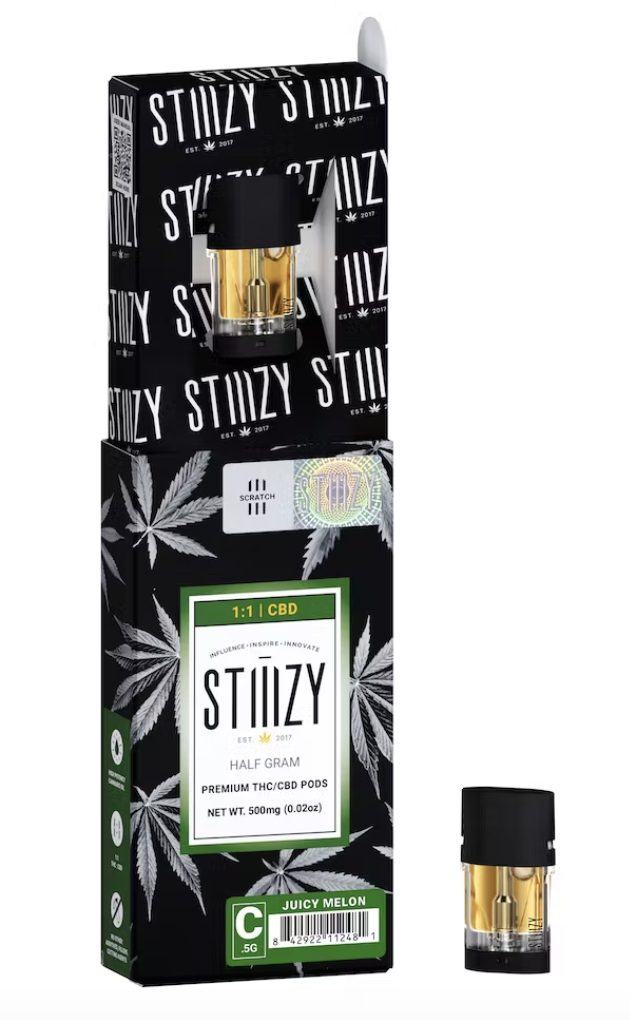 Photograph of product: Juicy Melon 1:1 CBD:TH-oui premium pod 1g | 42.12% CBD:38..72% TH-oui