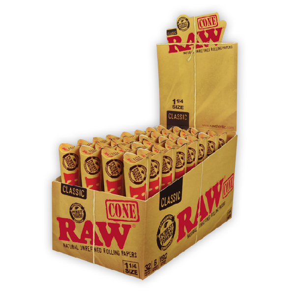 Photograph of product: RAW Classic 1 1/4 Prerolled Cones - 6pk