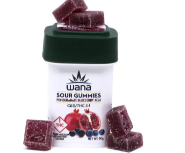 Photograph of product: Wana Sour Gummies - Pomegranate Blueberry Acai 5:1 CBD/TH-oui