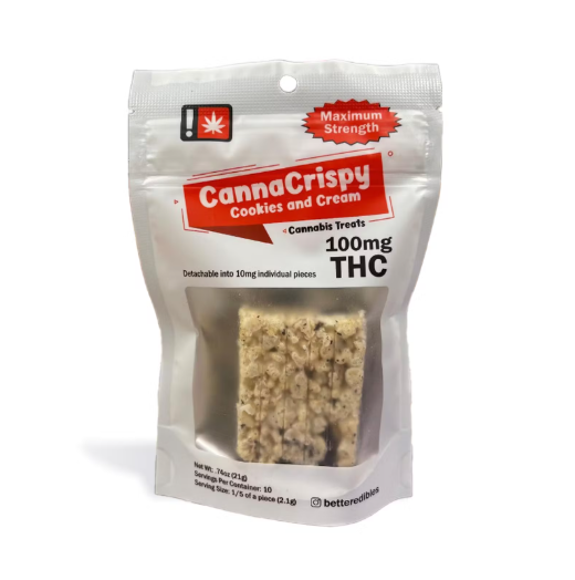 Photograph of product: Canna Crispy | Cookies and Cream Crispy Treat Hybrid | 100mg Single