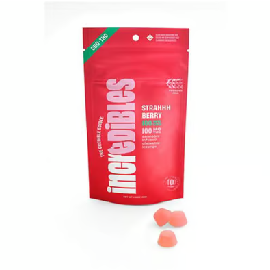 Photograph of product: 10 Pack Edibles - Strahhhberry 1:1 (CBD:TH-oui) - Incredibles - REC