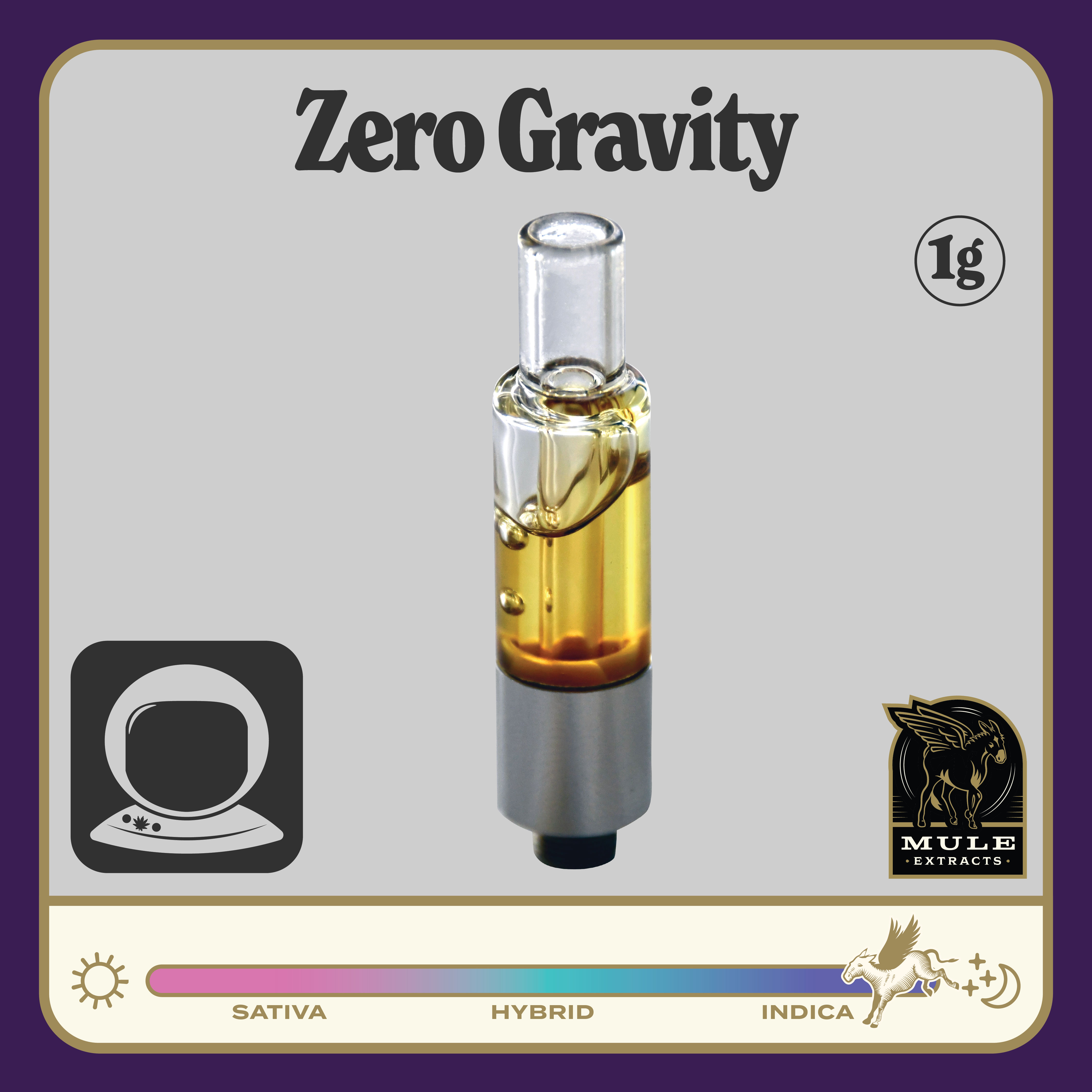 Photograph of product: Mule Extracts - Zero Gravity (I) - Pure Live Resin Glass Cartridge 1g