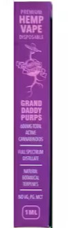 Photograph of product: Earthbound: Grandaddy Purps 1ML Disposable CBD Vape
