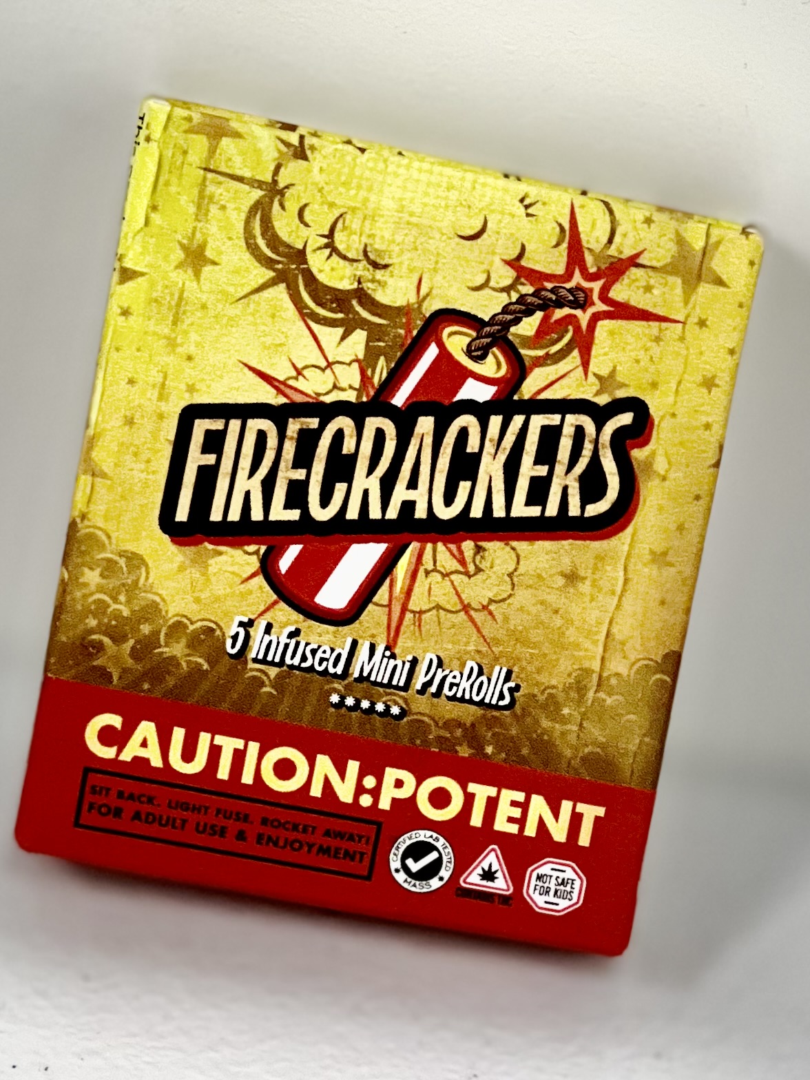Photograph of product: FIRECRACKERS: Mango SSH | 0.7g Infused Pre-Roll | 5-Pack