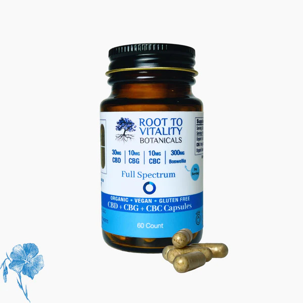 Photograph of product: Root to Vitality | Ache Away | Capsules | CBD+CBG+CBC+Boswellia