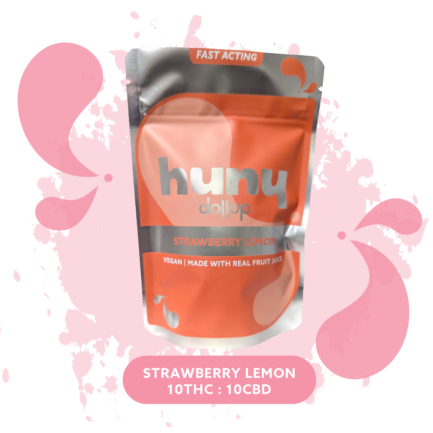 Photograph of product: Strawberry Lemon | 20mg 1:1 TH-oui:CBD dollop Troches | 10pk