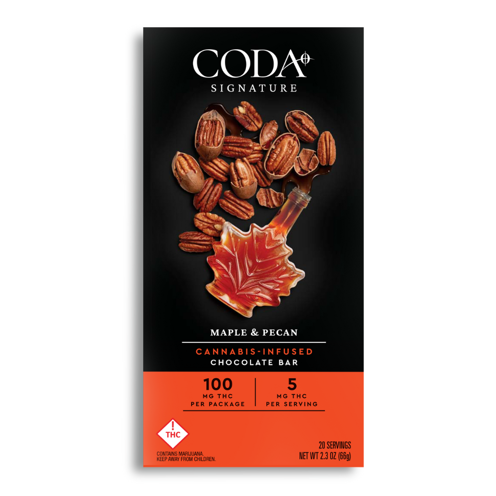 Photograph of product: Maple & Pecan (H) - 100mg Chocolate Bar - Coda